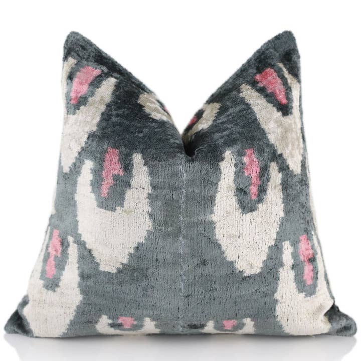 Gray & Blush Velvet Throw Pillow – 16x16 | Handmade Luxury for wholesale by Canvello