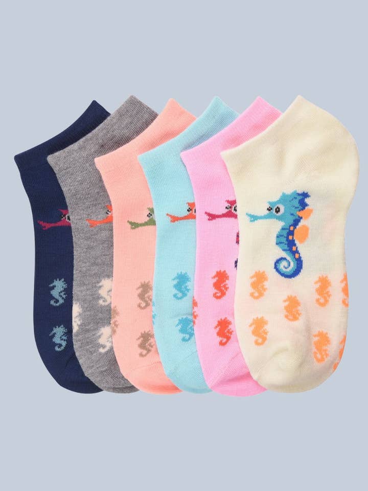 Sea Horse Women Printed Low Cut Socks , S807 for wholesale by Amerikan Basics