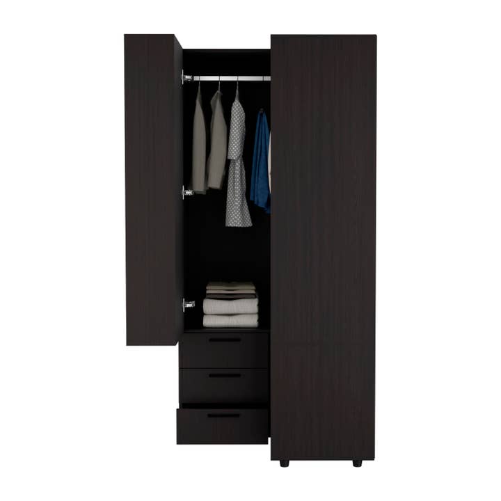 TUHOME FURNITURE - Wholesale Bedroom Furniture - Toulouse Corner Armoire With Double Doors And Interior Shelves, Space-Saving Wardrobe9