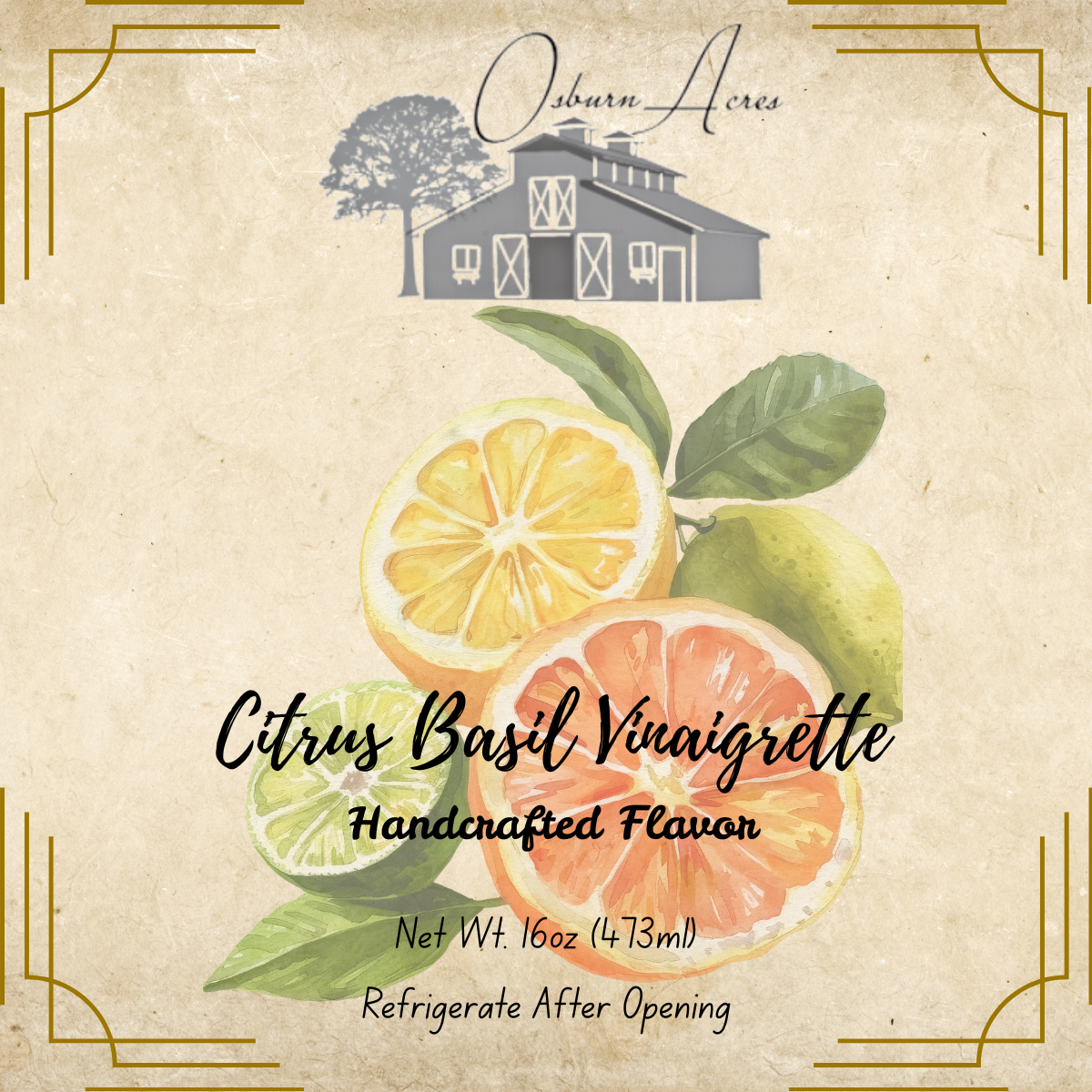 Osburn Acres Inc - Wholesale Salad Dressing - Citrus Basil Vinaigrette0