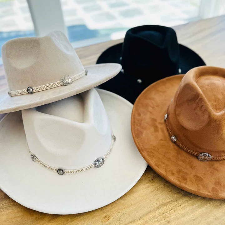 Premium Suede Braided Chevron Tassel Strap Fedora Hat for wholesale by One and Only Accessories