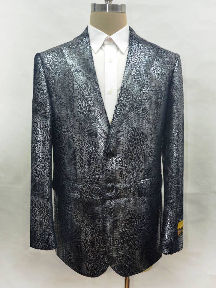 Veste en peau de serpent pour homme - Blazer en peau de serpent pour homme - Black Peak pour la vente par Alberto Nardoni