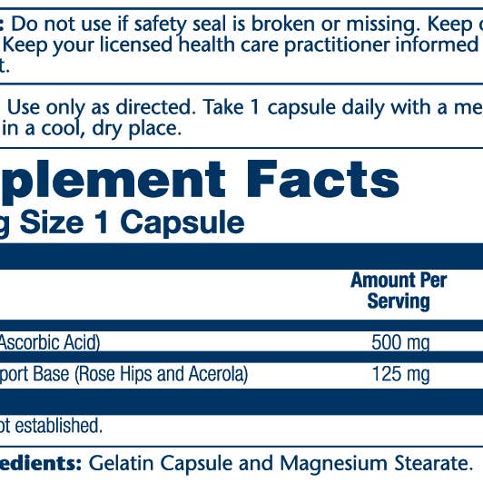 Solaray - Wholesale Oral Supplement/Vitamin - Vitamin C with Rose Hips & Acerola 500mg1