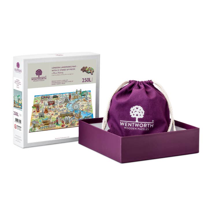 London Landmarks Map - With 21 stand-up pieces for wholesale by Wentworth Puzzles
