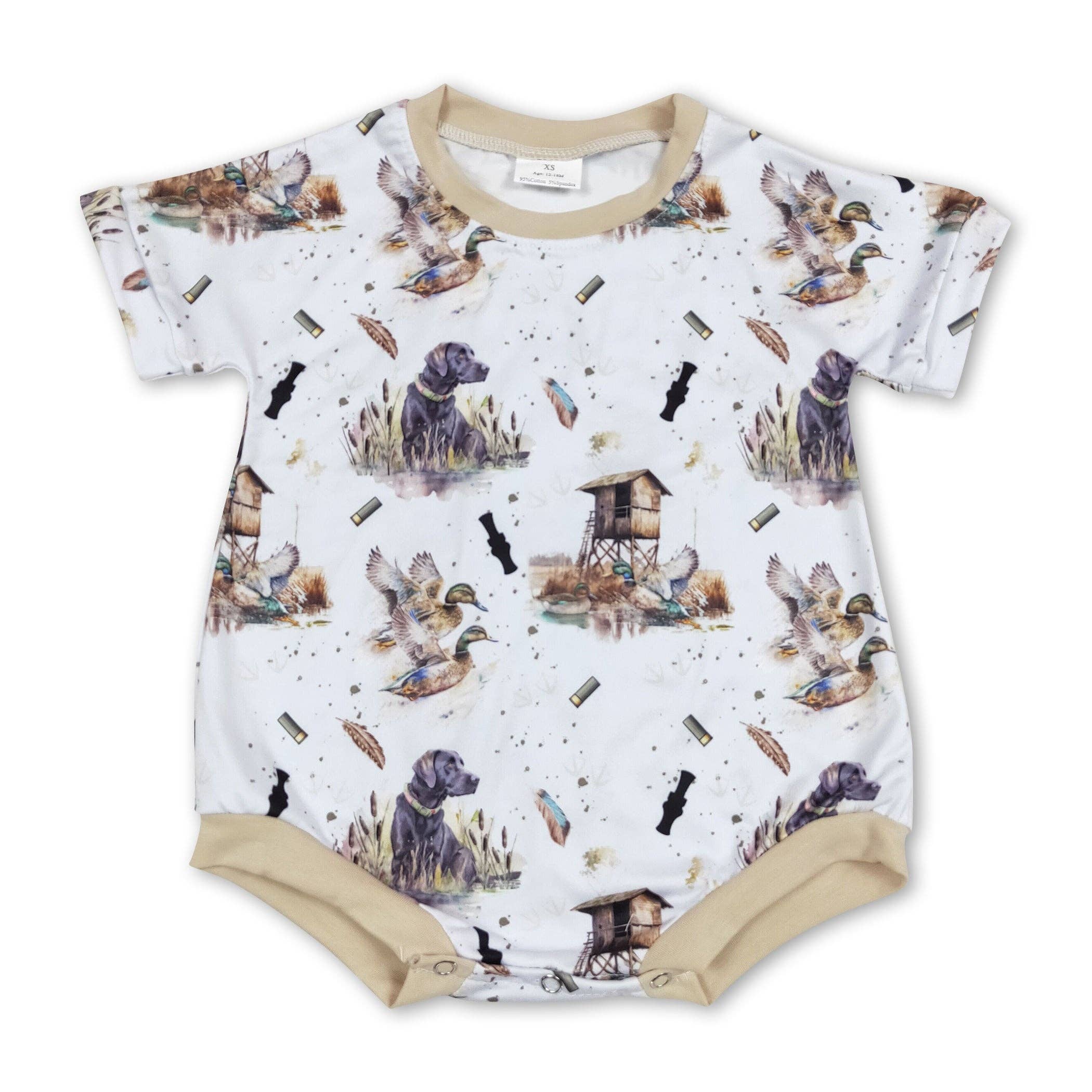 Yawoo Garments - Vente Body (sans pieds) – bébé - Barboteuse de chasse à manches courtes en forme de chien de canard pour bébé garçon