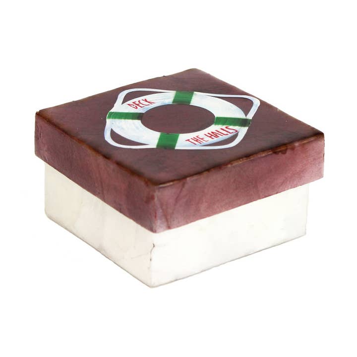 SALE Christmas Deck The Halls Capiz Coastal Trinket Box for wholesale by Beachcombers