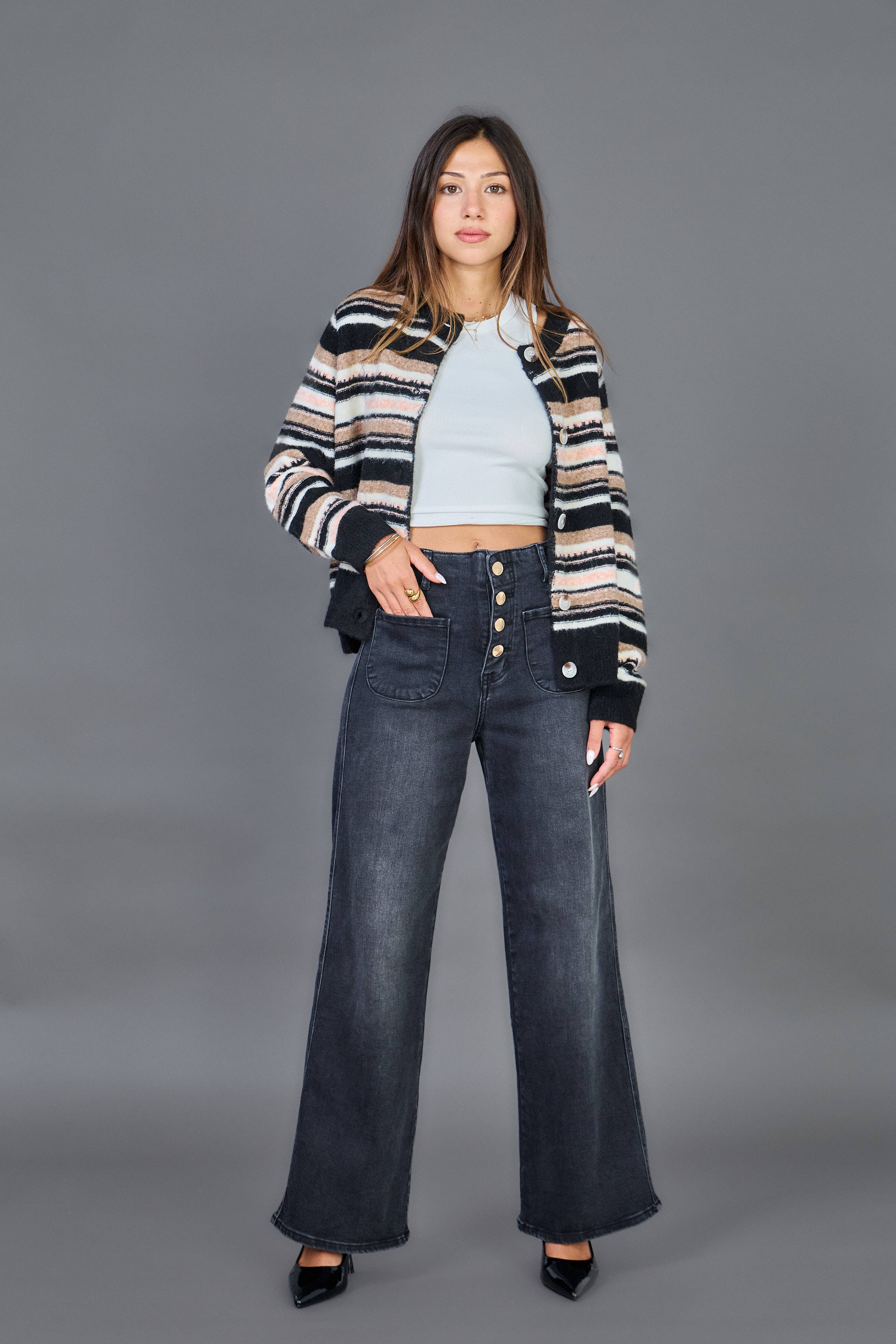 ANA & LUCY - Wholesale Jeans - Women's - Wide-Leg Jeans (Button Closure) "Audrey" - ANA & LUCY1