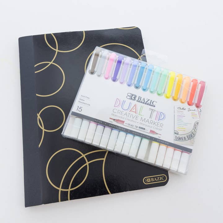 BAZIC Products - Wholesale Marker - Dual Tip Creative Markers 15 Colors6