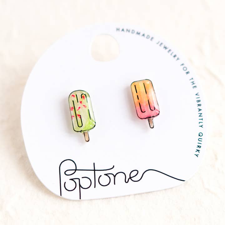 Pendientes de paleta de paleta mexicana rosa/verde para venta al por mayor de Poptone Co.