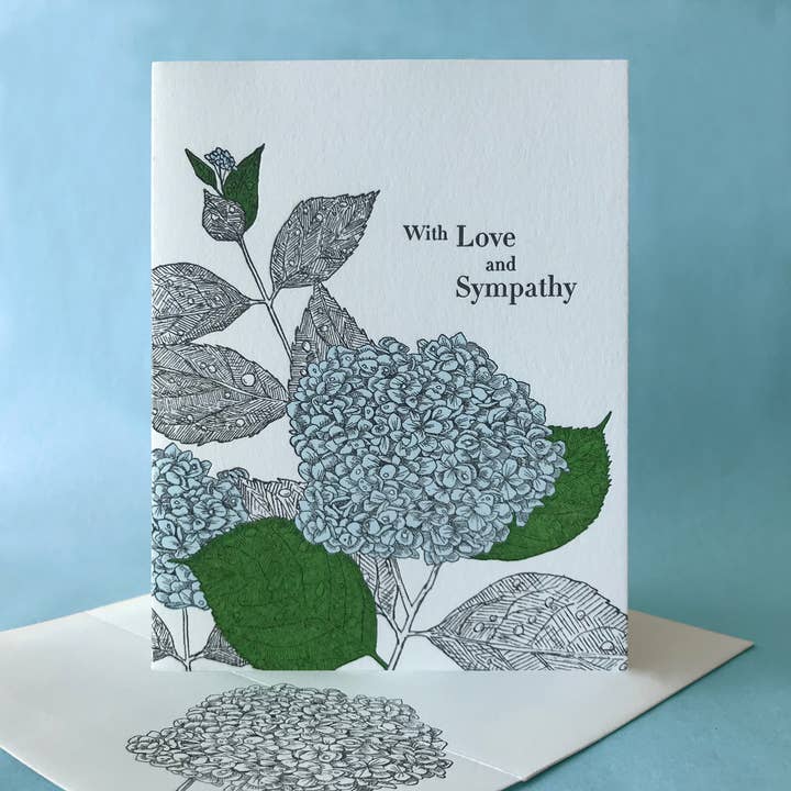 Hydrangea Sympathy and Blank Note Card for wholesale by Painted Tongue Press