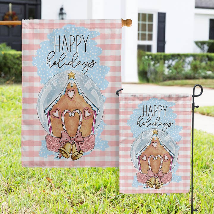 Flags - Holiday Pink Buffalo Check for wholesale by Boutique Monogram