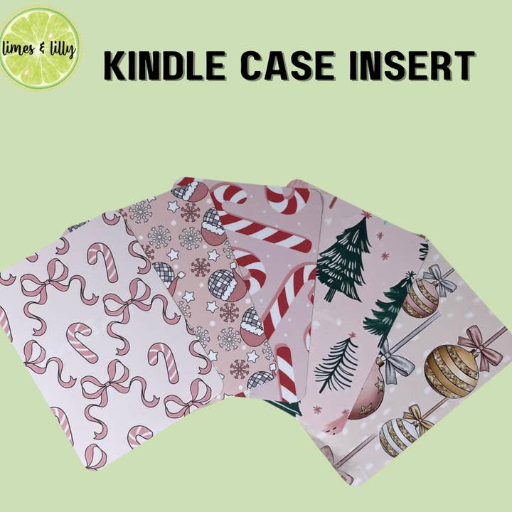 Kindle-inzet voor doorzichtige hoes | Roze kerstvakantie-inzet | Kartonnen inzet | Boekenliefhebbers cadeau | E-reader | Kindle-accessoires | Boek merchandise voor wholesale door Limes & Lilly