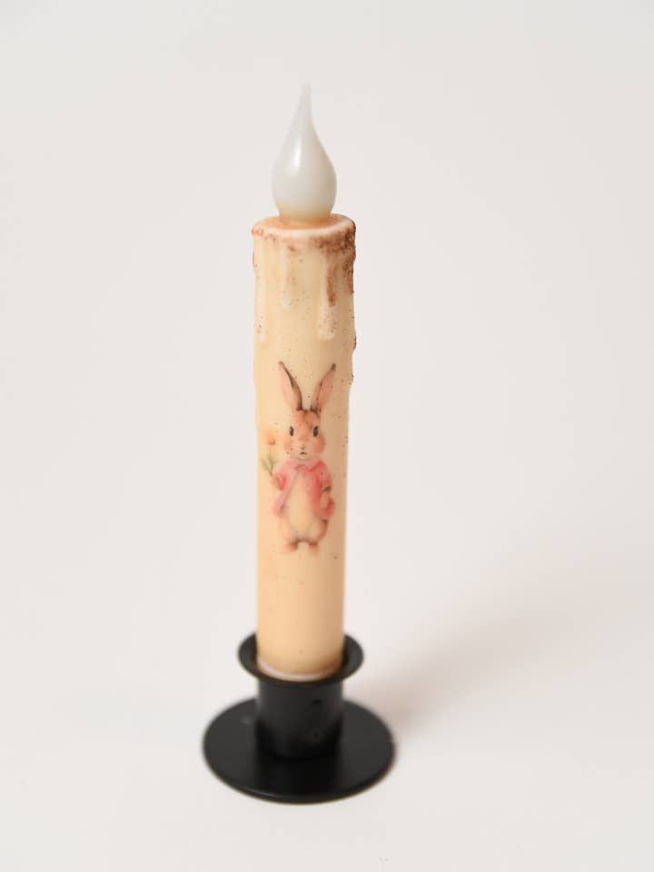 Flopsy with Yellow Flower LED Timer Taper Candle for wholesale by LMS Wholesale