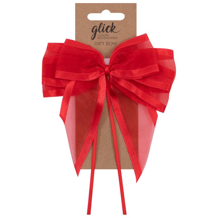 Glick - Wholesale Ribbon - Gift Wrapping - DESIGNER S/EDGE RIBBON BOW RED