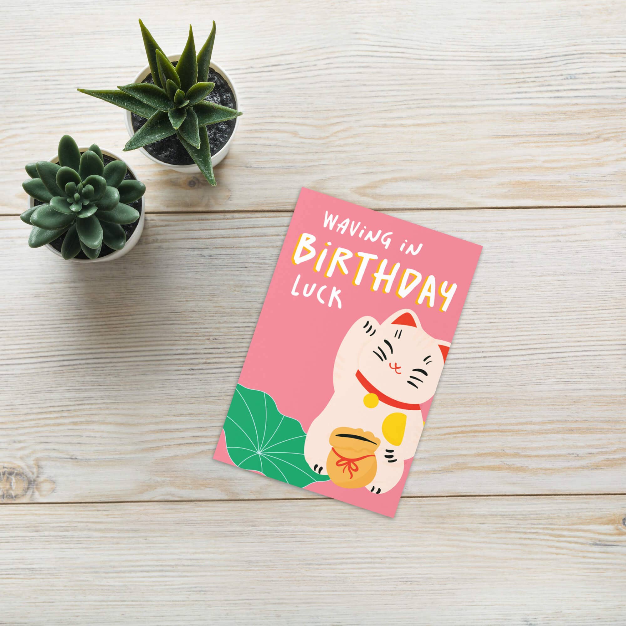 Cute Asian Cards - Vente Cartes d'anniversaire - Carte d'anniversaire drôle en agitant la chance | Cartes asiatiques de chat porte-bonheur chinois5