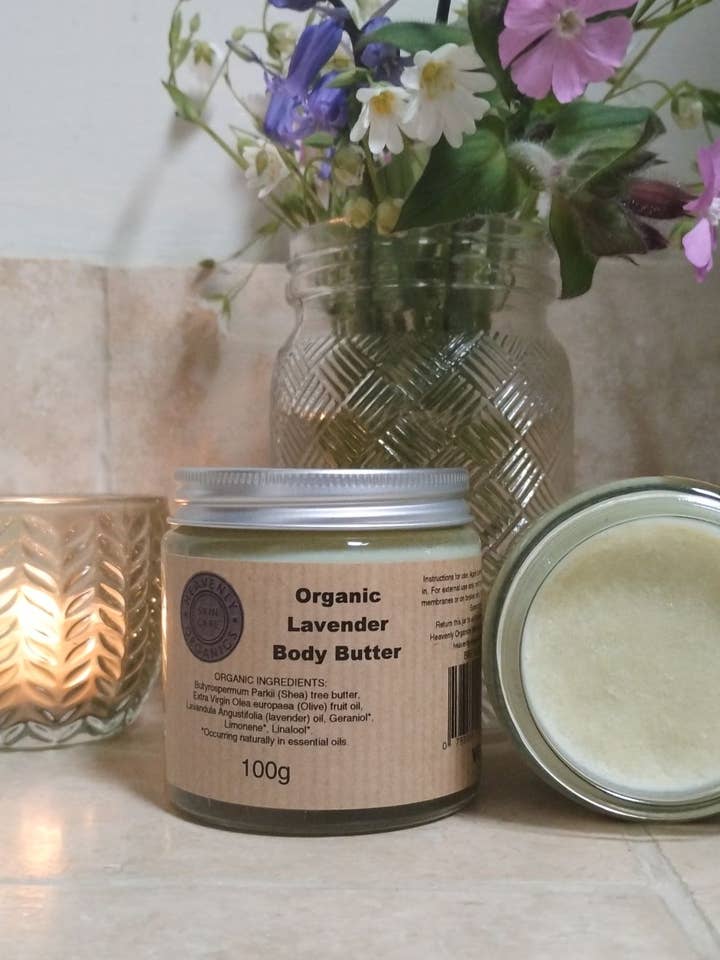 Organic Lavender Body Butter for wholesale by Heavenly Organics Skin Care