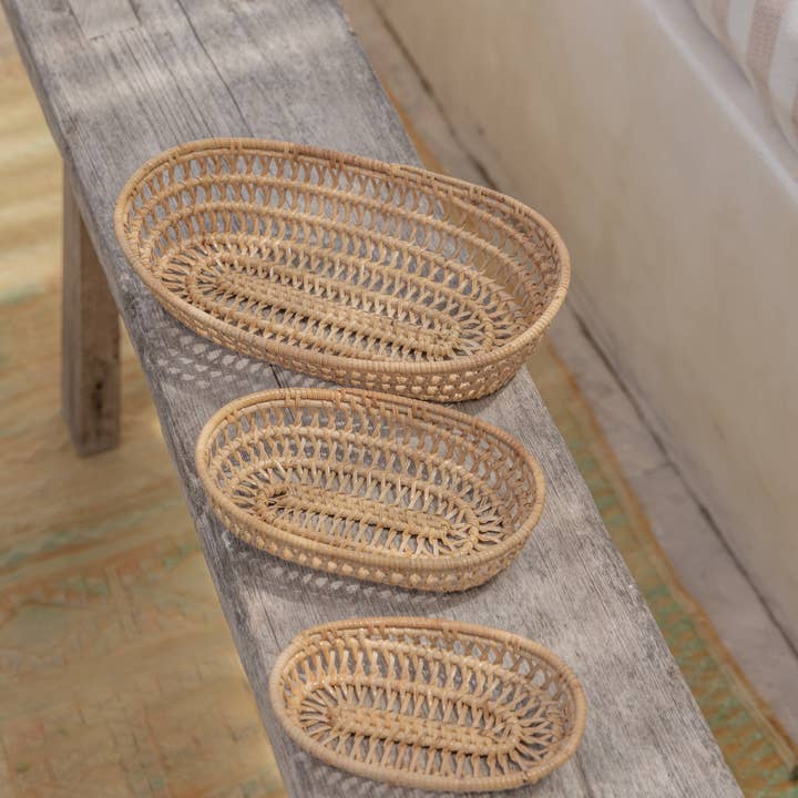 Village Thrive - Vendita all'ingrosso Cestini - Set cesto ovale in rattan