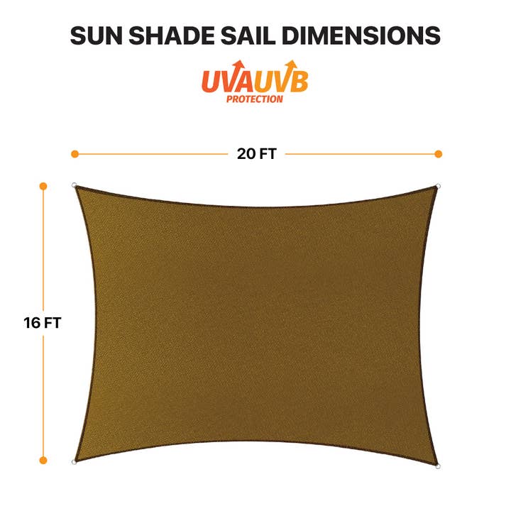 KHOMO GEAR - Wholesale Outdoor ornament/decor - Sun Shade Sail UV Block Rectangle - Brown2