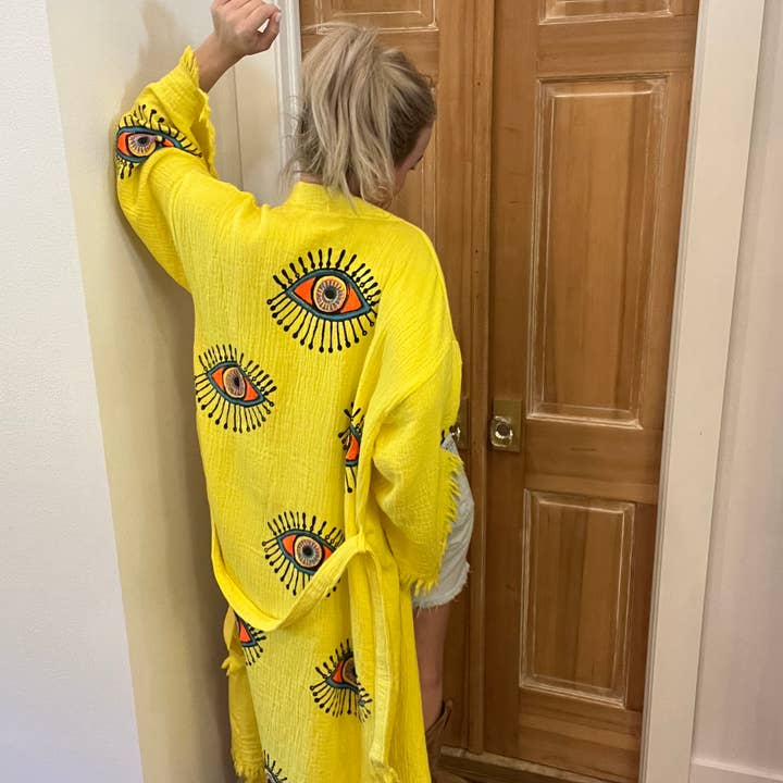 Yellow Multi Eye Kaftan Christmas! for wholesale by Karli Buxton