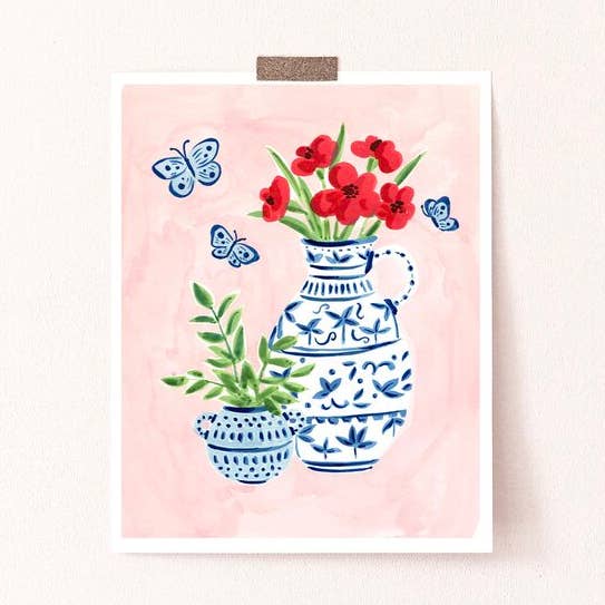 Chinoiserie Vase Arrangement Art Print for wholesale by Sabina Fenn