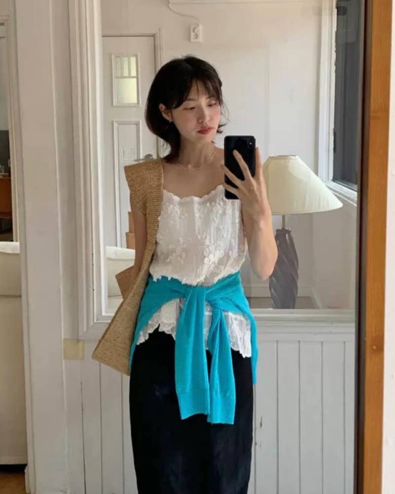 Hope & Sunshine - Wholesale Camisole - Dames - Kanten Geborduurde Jacquard Camisole23