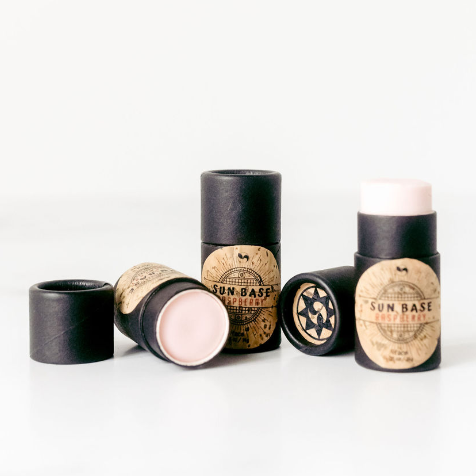 Scentcerae - Wholesale Lip Balm - Sun Base Raspberry Zinc Lip Balm Bio-Cork Push ups1