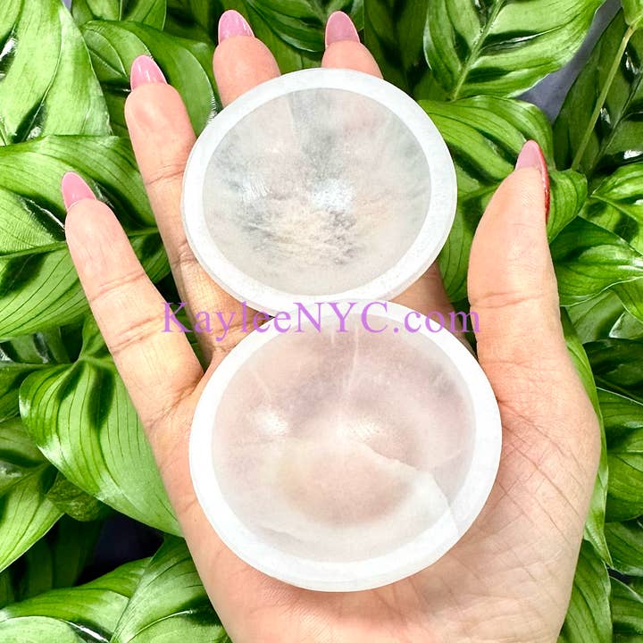 KayleeNYC - Wholesale Decorative plate/dish/bowl - Natural Selenite aka Satin Spar Bowls Crystal ~6cm3