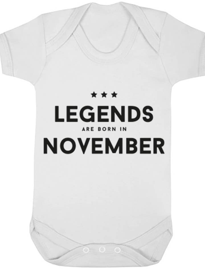 Legends Are Born In November Baby Vest K1429 for wholesale by Illustrated Identity