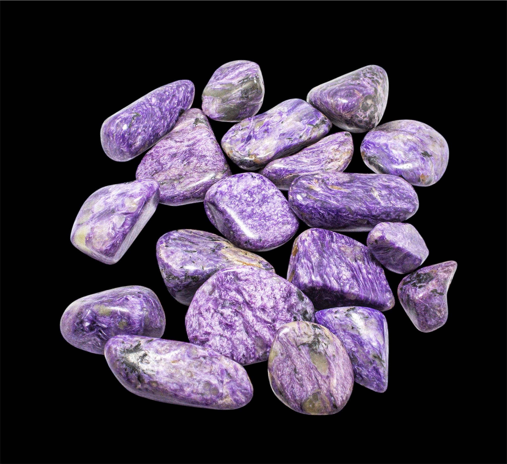 Quasar Gems USA - Vente Pierre et cristal de spiritualité - Charoïte roulée polie moyenne 1/2 KG-1 lb2