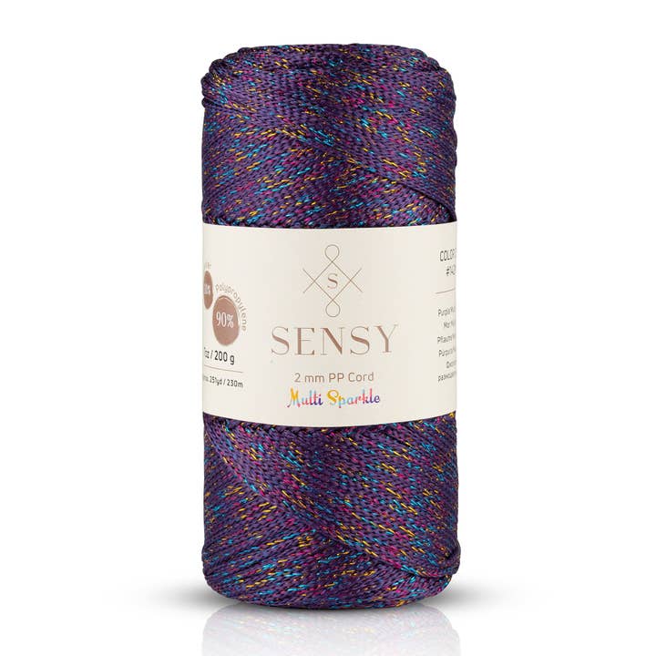 Sensy - Wholesale Yarn - Sensy Premium 2mm Multi Sparkle - 251 yards 90% Polypropylene / 10% Polyester Macrame Cord8