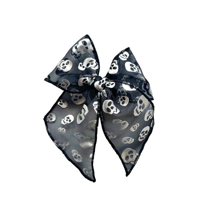 Sheer Black Foil Skeleton Bow for wholesale by Lady Eleanor & Co