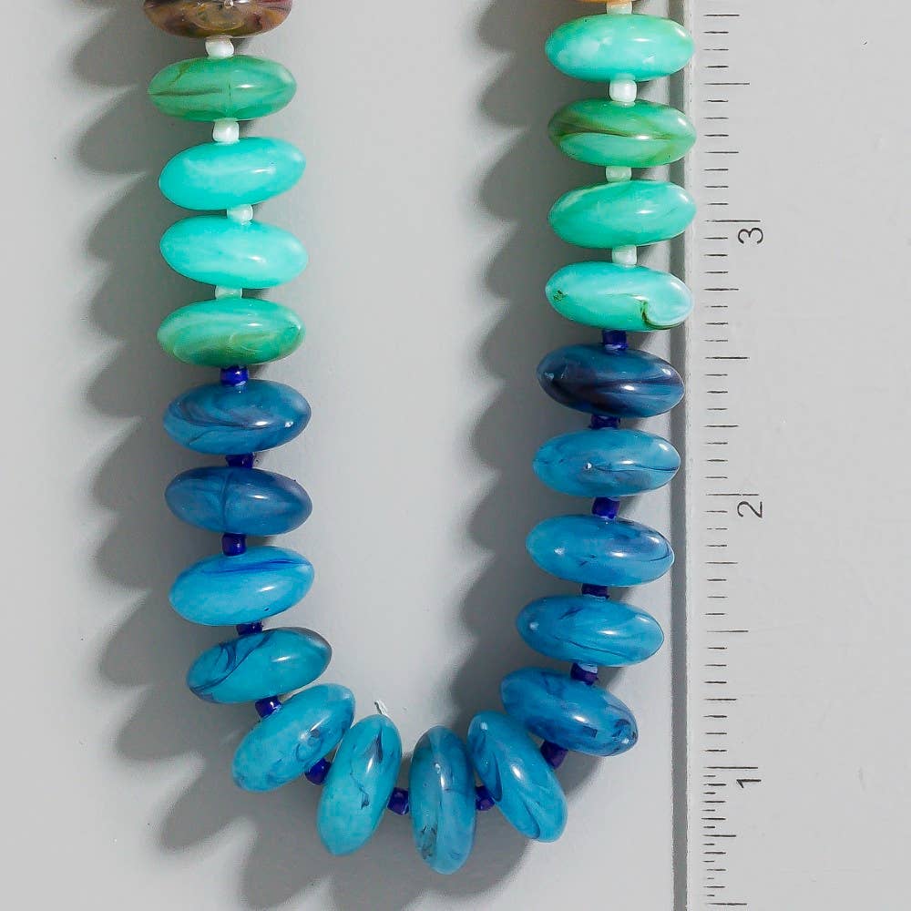 The Looks by Fame Accessories - Vente Colliers à pendentif - Collier de perles en résine marbrée mélangée2