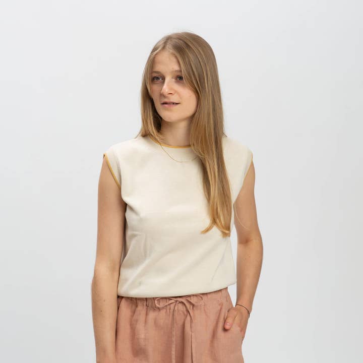 Top de Malha de Algodão areia por atacado de Matona