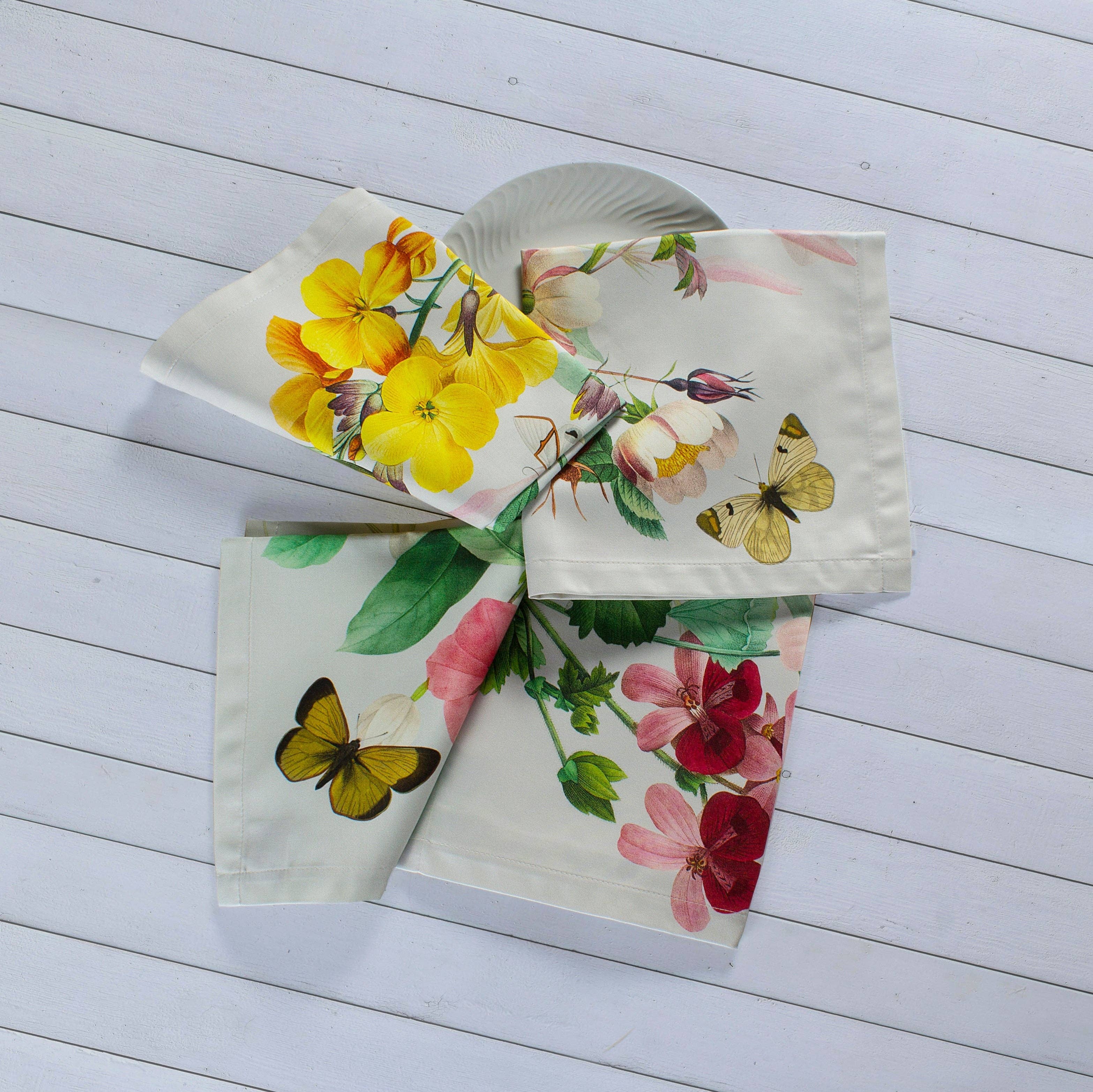 The Napking - Vendita all'ingrosso Tovaglioli da tavola in stoffa - Set of 4 Napkins Satin Blooming 100% Made in Italy1