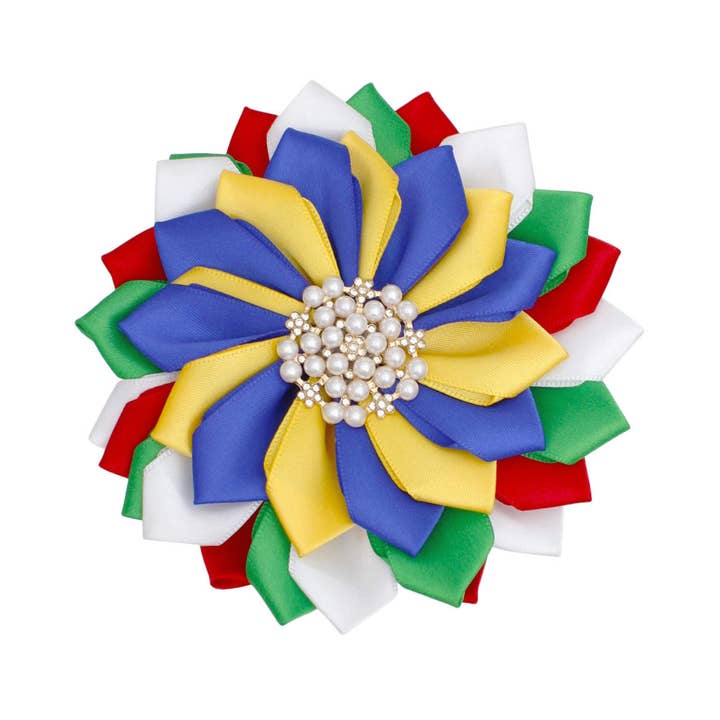 Multi Color OES Sorority Multicolor Flower Pearl Brooch Women for wholesale on Faire2