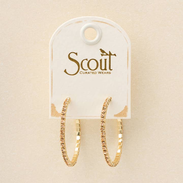 Scout Curated Wears - Wholesale Hoop Earrings - Sparkle & Shine Sm Rhinestone Hoop Earring - Champagne/Gold