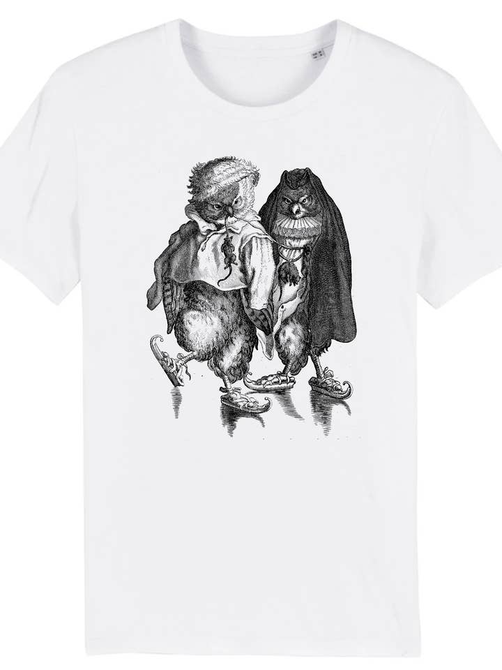 Twee uilen schaatsen naar Adrien Van De Venne (1589-1662) - T-shirt van biologisch katoen voor wholesale door Flashback Shop