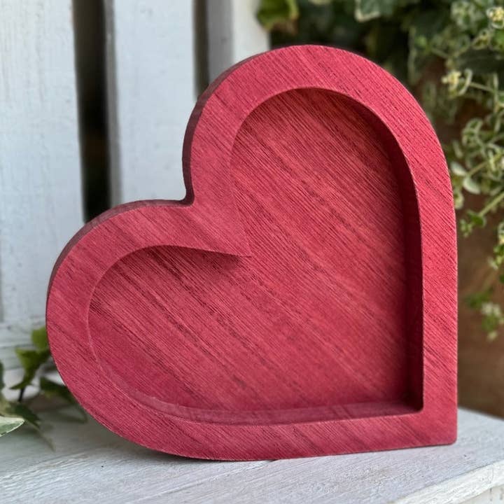 SW-3047 - Dark Red Wash Heart Tray for wholesale by Collins Painting & Design