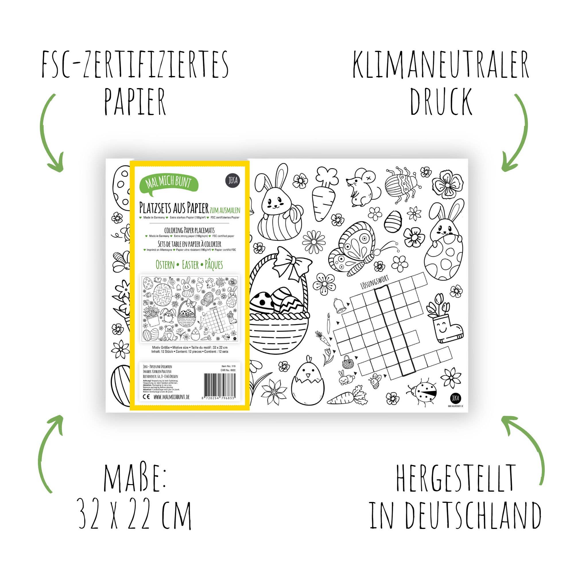 Mal Mich Bunt - Wholesale Coloring Mat - Kids & Baby - 12 placemats for colouring Easter2