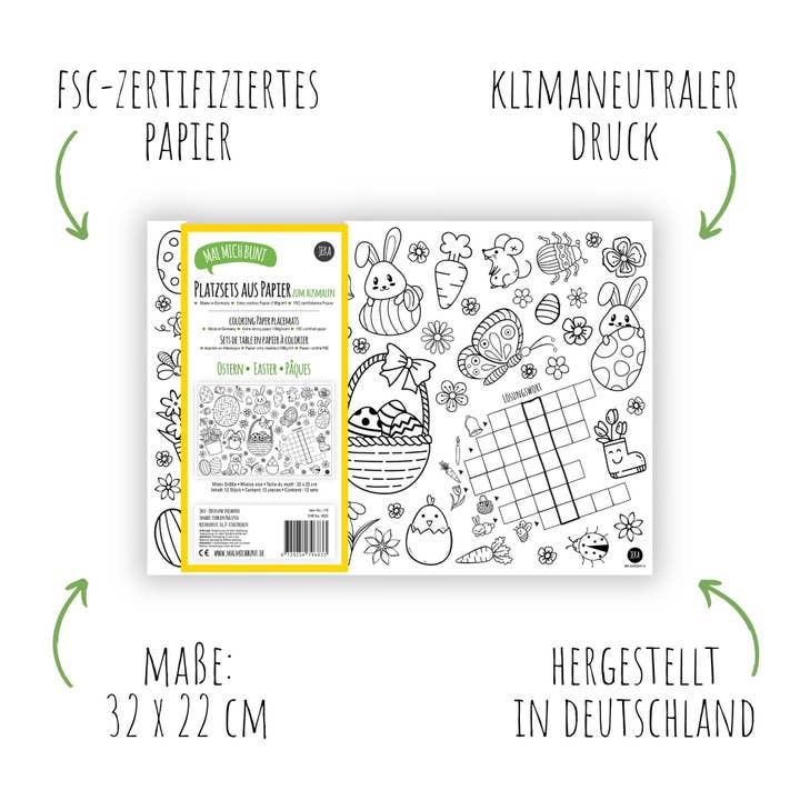Mal Mich Bunt - Wholesale Coloring Mat - Kids & Baby - 12 placemats for colouring Easter2