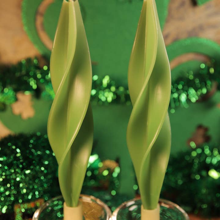 Summerfield Candles - Wholesale Novelty Candle - Green Silhouette Pair of Beeswax Candles
