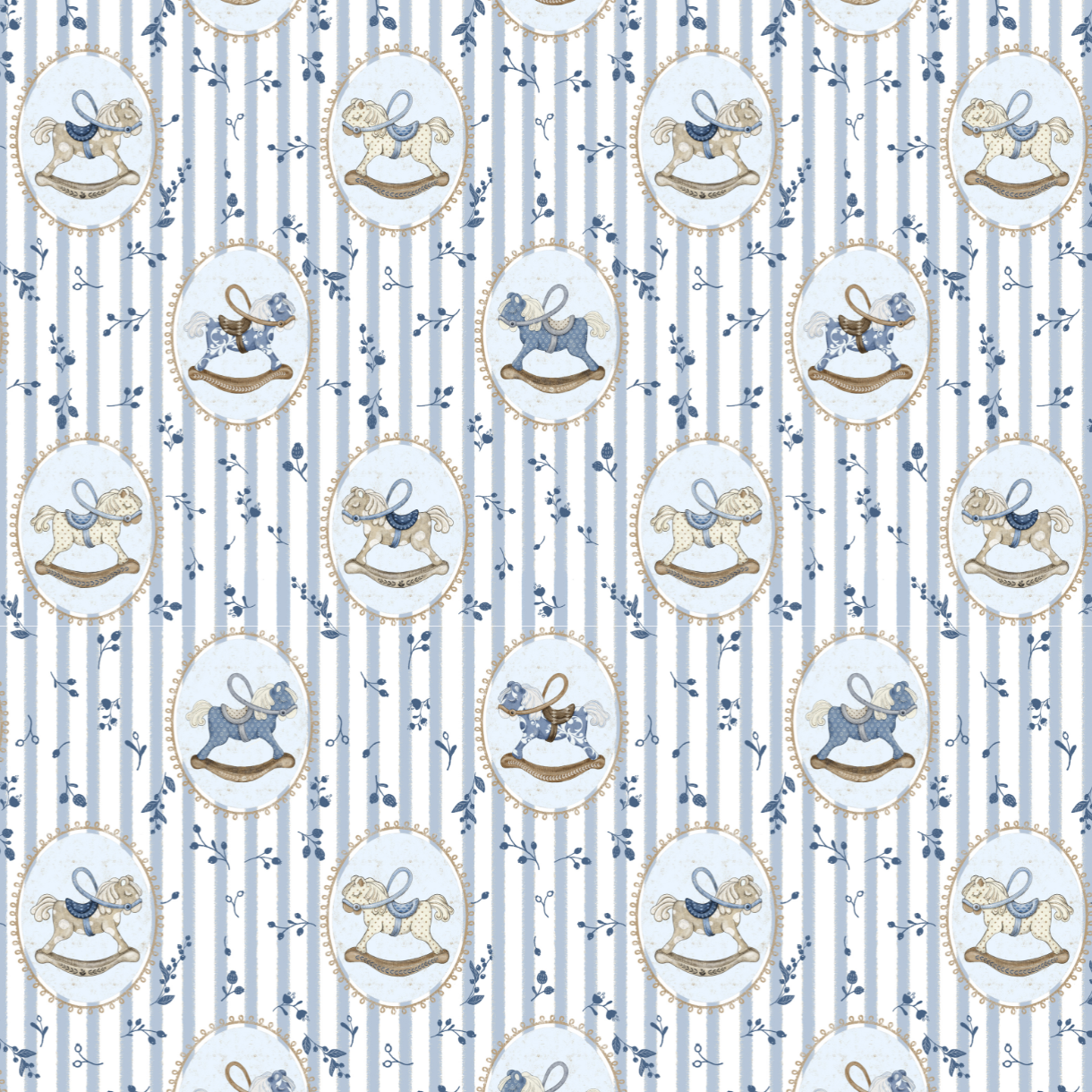 Little Threads - Wholesale Bedding Blanket - Kids & Baby - Blue Rocking Horse Muslin Blanket3