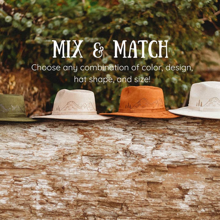 Pacific Wren Art & Design - Wholesale Fedora - Women's - Wood-Burned Wide Brim Hat - Mountain Collection7