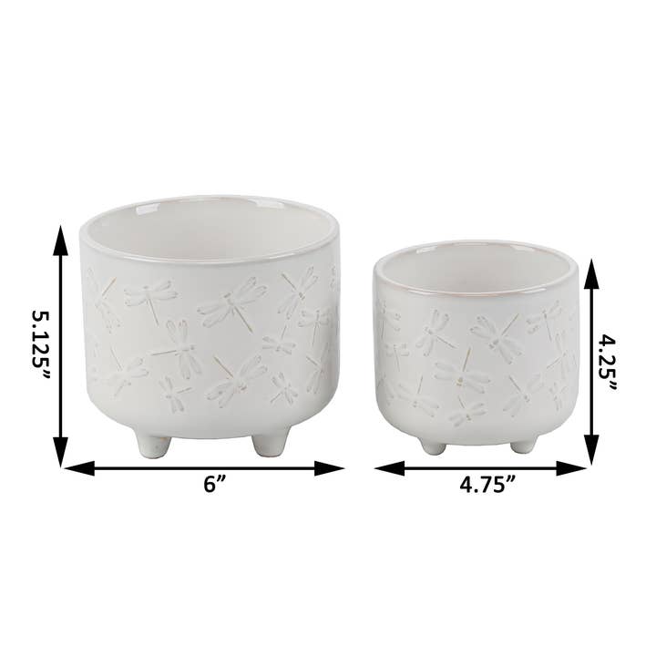 Flora Bunda Inc - Wholesale Plant Pot - 6IN & 4.75in Dragonfly Ceramic Planter1
