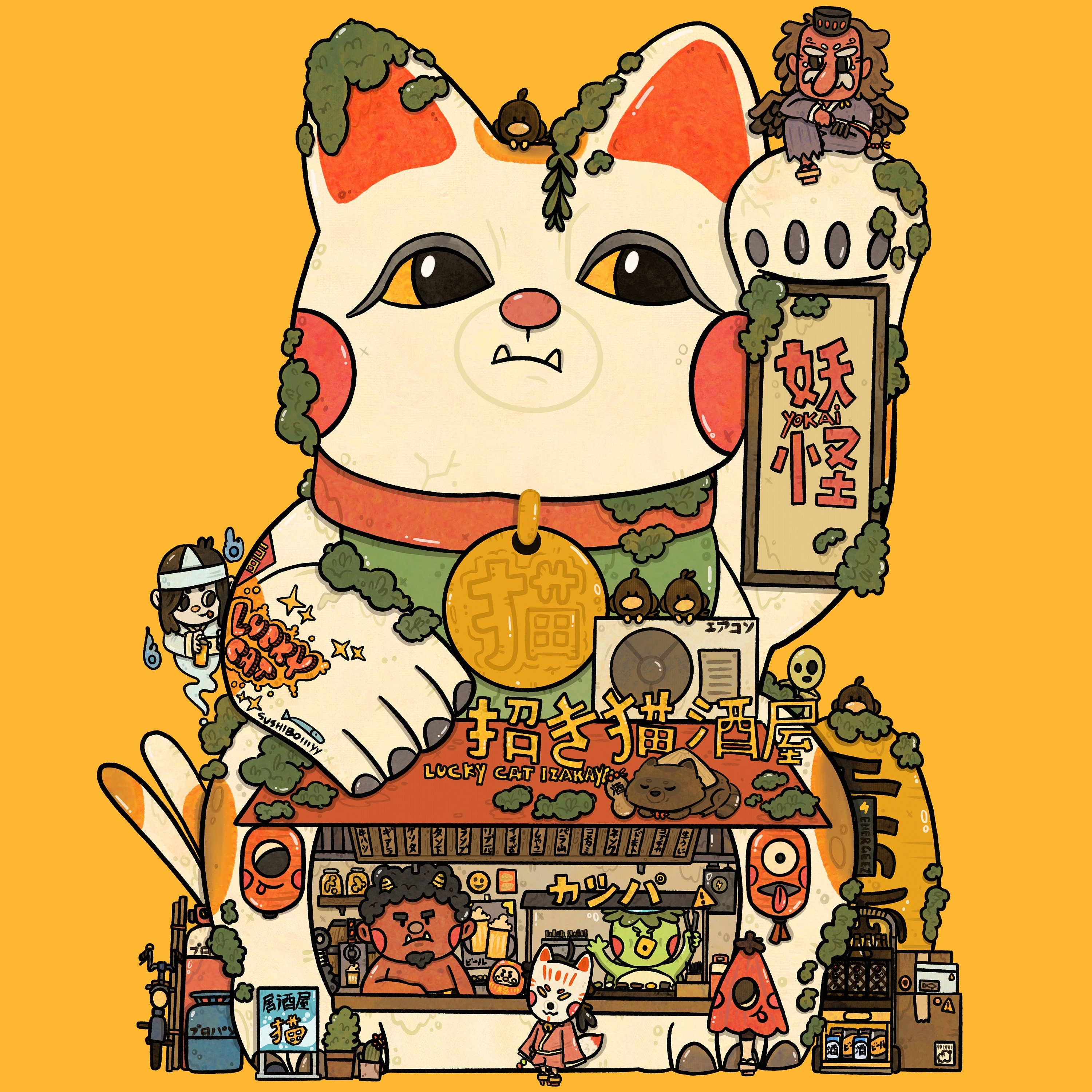 sushiboiiiyy - Wholesale Art Print - Lucky Cat 8x8 Art Print1