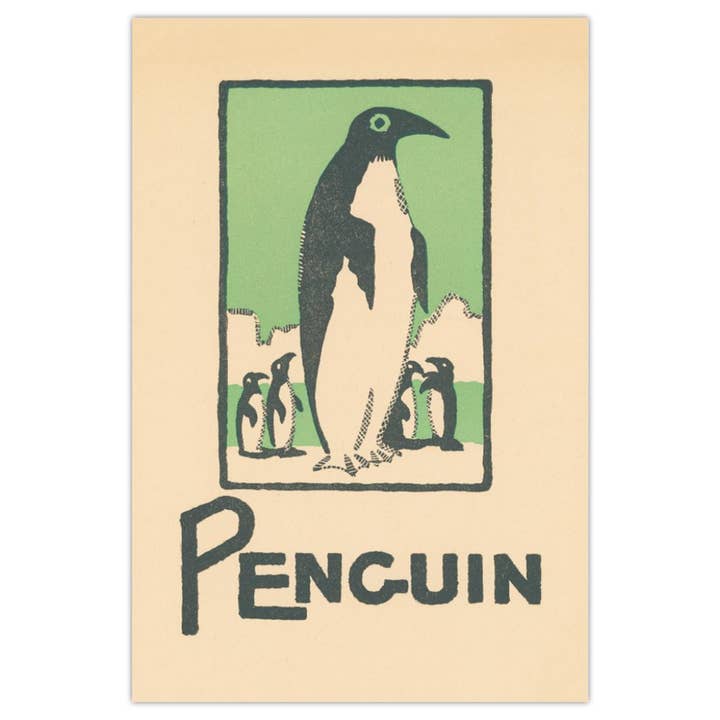 Postcard - vintage penguin illustration for wholesale by 50 Watts