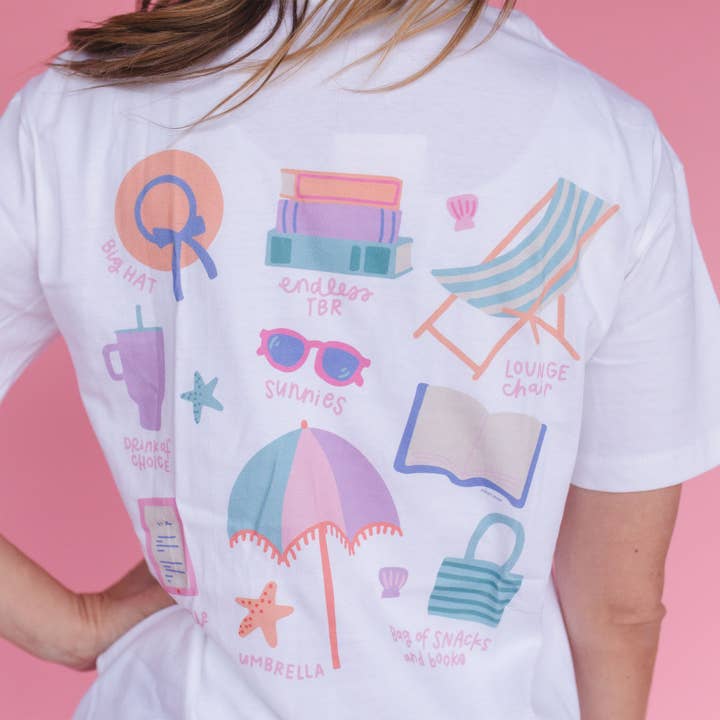 Pippi Post - Vendita all'ingrosso Maglietta serigrafata - Donna - Essenziali Estivi per Amanti dei Libri - Maglietta Pippi bianca3