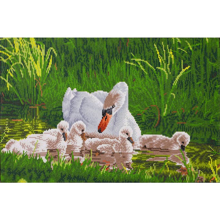 Mother Swan & Signets for wholesale by DIAMOND DOTZ®