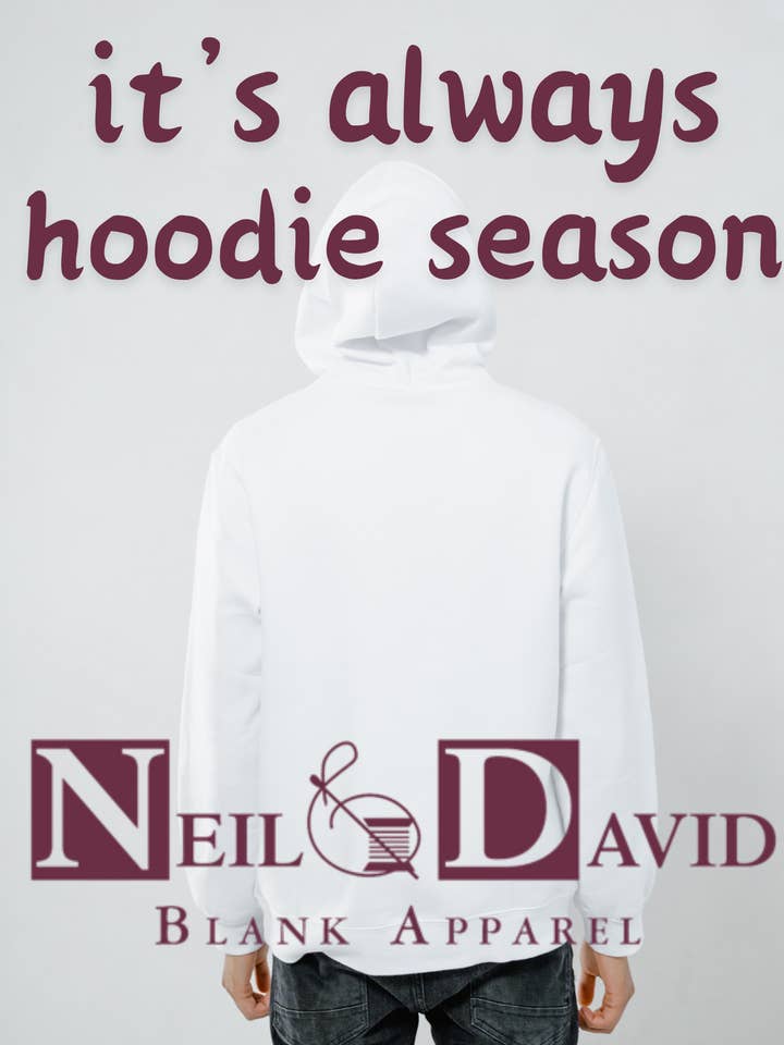 White Fleece Lined Pullover Hoodie Sweatshirt Unisex - Open Sizing for wholesale on Faire