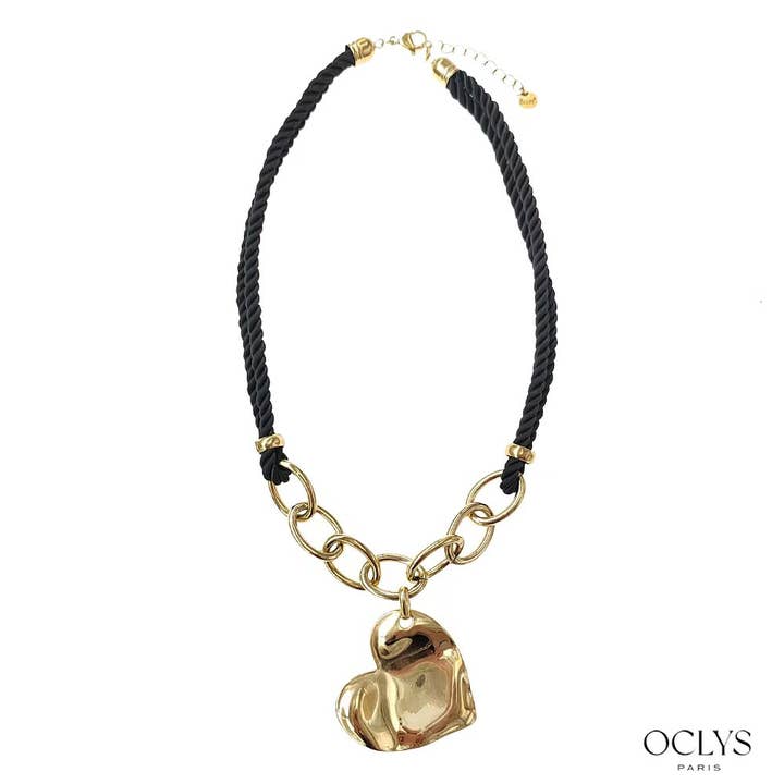 Oclys - Wholesale Woven Necklace - Cord necklace with heart pendant stainless steel Fofona2